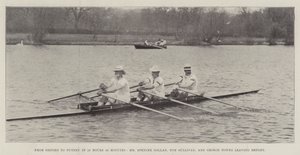 Från Oxford till Putney på 13 timmar 59 minuter, Mr Spencer Gollan, Tom Sullivan och George Towns lämnar Henley av English Photographer