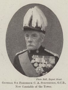 General Sir Frederick C A Stephenson, GCB, New Constable of the Tower av English Photographer
