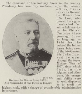 General Sir Robert Low, GCB, ny befälhavare för styrkorna i Bombay av English Photographer