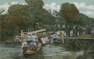 Goring - båtliv på floden. Vykort skickat 1913. av English Photographer