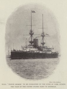 HMS Prince George, som kommer att befallas av hertigen av York under besöket av USA:s flotta i Spithead av English Photographer