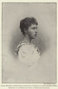 HKH Prinsessan Alexandra Louise Olga Victoria av Saxe-Coburg-Gotha, trolovad med arvprinsen av Hohenlohe-Langenburg av English Photographer