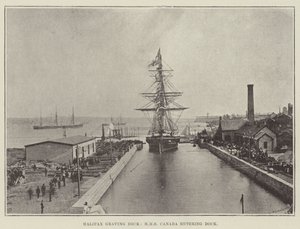 Halifax Graving Dock, HMS Canada går in i Dock av English Photographer