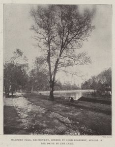 Hampden Park, Eastbourne, öppnad av Lord Rosebery, 12 augusti, Drive by the Lake av English Photographer