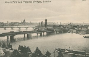 Hungerford och Waterloo Bridges, London av English Photographer