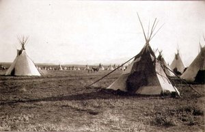 Indiska tält, fotograferade av Royal Engineers på den 49:e parallellen (sepiafoto) av English Photographer