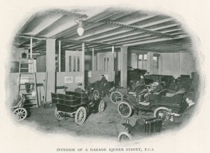 Interiör i ett garage, Queen Street, EC1 av English Photographer