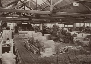 Snickerifabrik, Burton-on-Trent: Utsikt över snickerimaskinverkstad nr 2 (s/v foto) av English Photographer