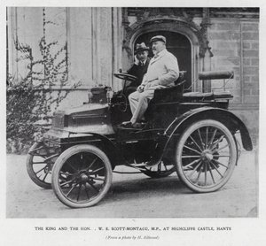 Kung Edward VII med MP, W E Scott-Montagu, på Highcliffe Castle, Hampshire (s/v foto) av English Photographer