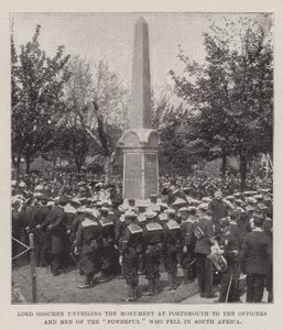 Lord Goschen avtäcker monumentet i Portsmouth för officerarna och de mäktigas män som stupade i Sydafrika av English Photographer