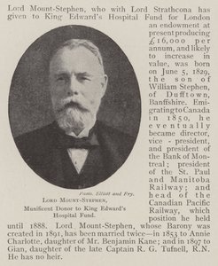 Lord Mount-Stephen, Munificent donator till King Edwards Hospital Fund