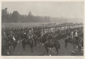 Lord Roberts vid Aldershot den 25 november, överbefälhavaren inspekterar beridna trupper före avresan till Sydafrika av English Photographer