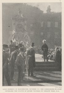 Lord Roberts i Manchester, 10 oktober, överbefälhavaren avtäcker statyn av drottning Victoria av Onslow Ford, RA av English Photographer