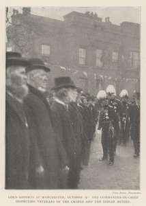 Lord Roberts i Manchester, 9 oktober, överbefälhavaren inspekterar veteraner från Krim och indianmyteriet av English Photographer
