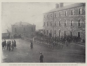 Generalmajor Gosset inspekterar Lord Iveaghs fältsjukhuspersonal i Dublin innan deras avresa till Sydafrika av English Photographer