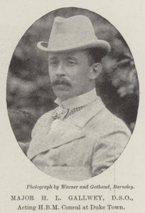 Major H L Gallwey, DSO, tillförordnad HBM-konsul vid Duke Town av English Photographer