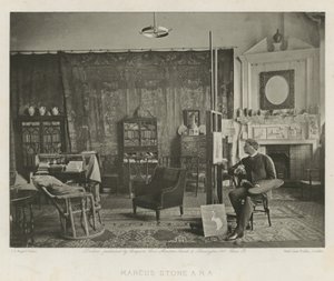Marcus Stone i sin Melbury Road Studio av English Photographer