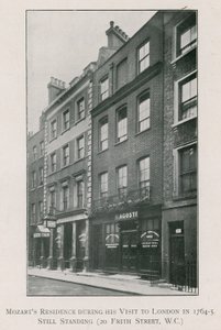 Mozarts bostad på 20 Frith Street, Soho av English Photographer
