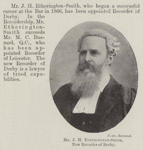 Mr J H Etherington-Smith, New Recorder of Derby av English Photographer