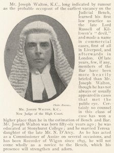 Mr Joseph Walton, KC, ny domare vid High Court av English Photographer