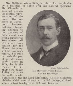 Matthew White Ridley, MP för Stalybridge
