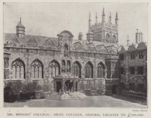 Mr Rhodes College, Oriel College, Oxford, Legat till £100 000 av English Photographer