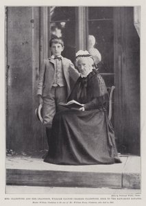 Mrs Gladstone och hennes barnbarn, William Glynne Charles Gladstone, arvtagare till Hawarden Estates av English Photographer
