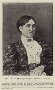 Mrs Yates, borgmästare i Onehunga, Auckland, Nya Zeeland, den första damen som någonsin valts till borgmästare av English Photographer
