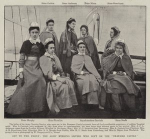 Iväg till fronten, Army Nursing Sisters som lämnade på Braemar Castle av English Photographer