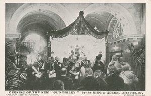 Invigning av Old Bailey av kungen och drottningen, 27 februari 1907 av English Photographer