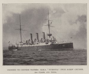 Beställd till Chinese Waters, HMS Furious, Twin Screw Cruiser, 2:a klass, 5750 ton av English Photographer