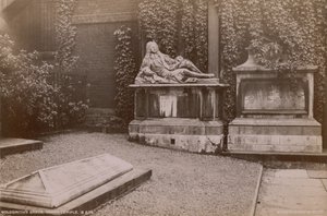 Vykort med Oliver Goldsmiths grav i det inre templet av English Photographer