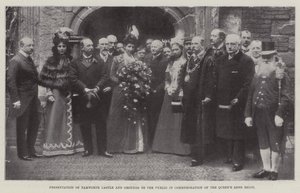 Presentation av Tamworth Castle and Grounds för allmänheten till minne av Queens Long Reign, 27 maj 1899 av English Photographer