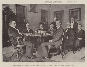 President McKinley och hans kabinett i Executive Mansion, Washington av English Photographer