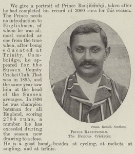 Prins Ranjitsinhji, den berömda cricketspelaren av English Photographer
