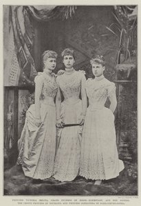 Prinsessan Victoria Melita, storhertiginnan av Hessen-Darmstadt, och hennes systrar, kronprinsessan av Rumänien och prinsessan Alexandra av Sachsen-Coburg-Gotha av English Photographer