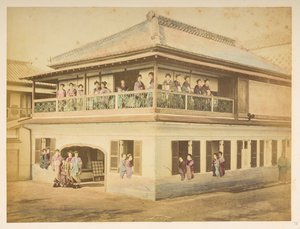 Prostituerade på Shinpuro Bordel, Takashima-cho, Yokohama, Fotograf: Stillfried, Raimund von Lucas Collection: Fotografiskt rekord från Charles James och Morton P, Lucas världsturné av English Photographer