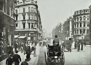 Queen Victoria Street, österut från Queen Street, City of London, 1890 av English Photographer