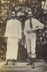 Robert Louis Stevenson med en samoansk hövding av English Photographer