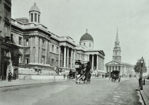 Saint Martin in the Fields och National Gallery, Trafalgar Square, Westminster LB: norra sidan österut, 1896 av English Photographer