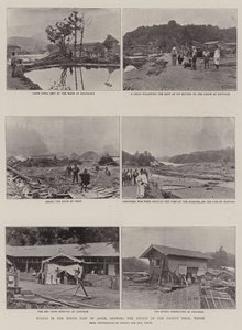 Scener i nordöstra Japan, som visar effekten av de senaste flodvågorna av English Photographer