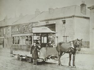 Enkelhästsbil från Croydon Tramways Company vid Red Deer-terminalen, 1885 av English Photographer