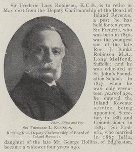 Sir Frederic L Robinson, går i pension från vice ordförandeskapet i Board of Inland Revenue av English Photographer