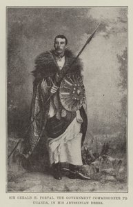 Sir Gerald H Portal, regeringskommissionären i Uganda, i sin abessiniska klänning av English Photographer