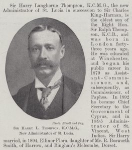 Sir Harry L Thompson, KCMG, ny administratör av St Lucia av English Photographer