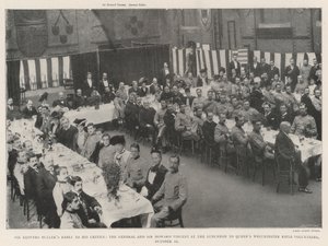 Sir Redvers Bullers svar till sina kritiker, generalen och Sir Howard Vincent vid lunchen till Queens Winchester Rifle Volunteers, 10 oktober av English Photographer