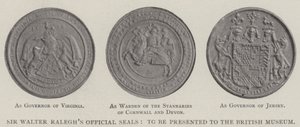 Sir Walter Raleghs officiella sigill, att presenteras för British Museum av English Photographer