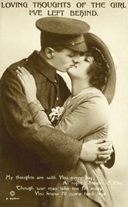 Soldat kysser en flicka (s/v foto) av English Photographer