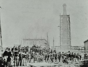 Southern Outfall Sewer, Crossness: dignitärer på platsen, 1865 av English Photographer