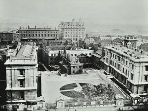 St Thomas Hospital: förhöjd utsikt över exteriören, 1862 av English Photographer